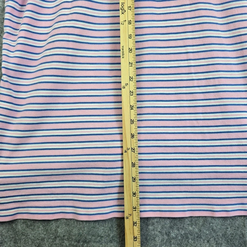 Polo Ralph Lauren Polo Mens L Pink Blue Striped Classic Fit Green Pony Logo